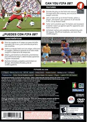 FIFA Soccer 08 box cover back